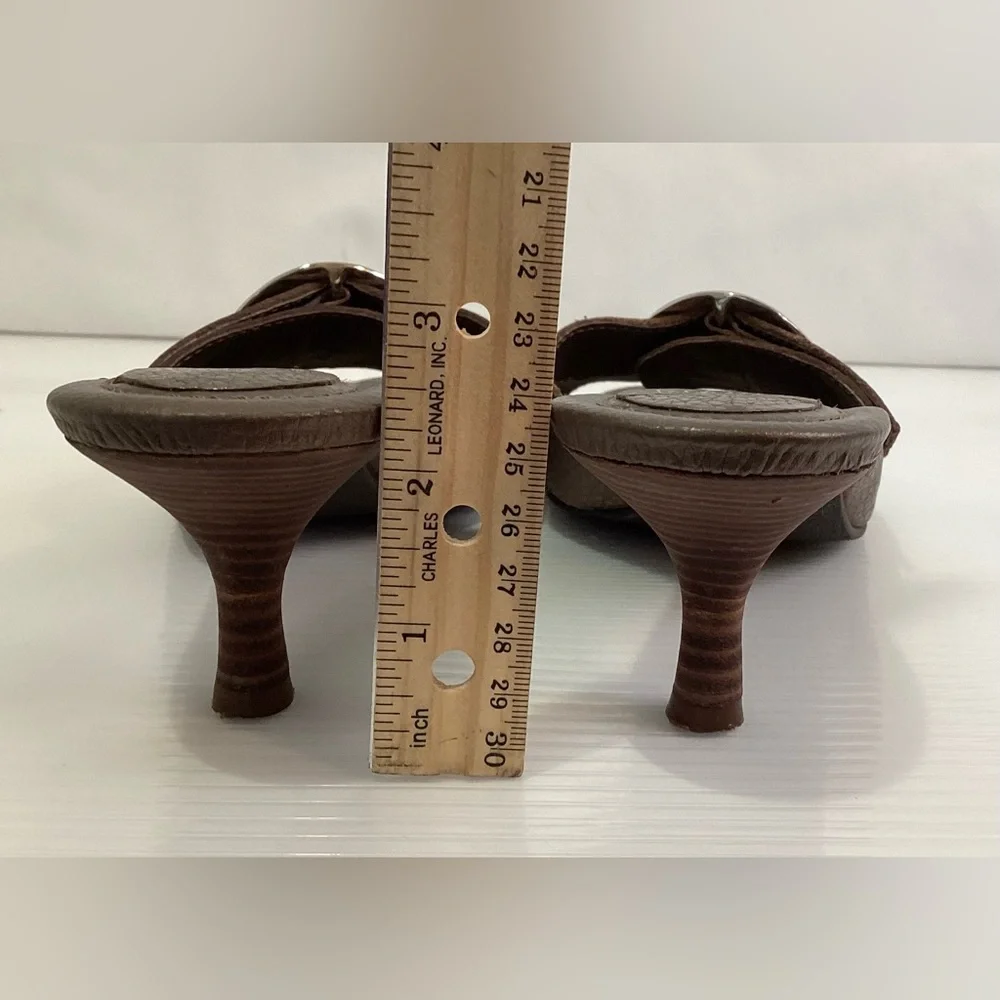 Dr. Scholl’s Leather Woman’s Sandals Slip on Shoes Size 8M Color Bronze Heel 2” - Picture 8 of 12